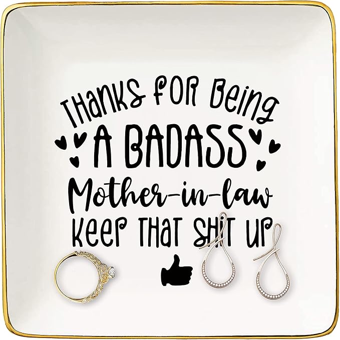 Funny Mother's Day Gift for Bonus Mom,Step Mom,Setpmother,Thank You Present for Being Mother-in-Law-Birthday Christmas Gift-Ceramic Jewelry Tray,Trinket Holder,Ring Dish