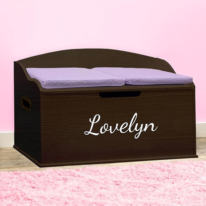 DIBSIES Personalized Creative Wonders Toy Box, Signature Series for Girls, 30 x 19.25 x 18 inches, Soft-Close Lid (Espresso)