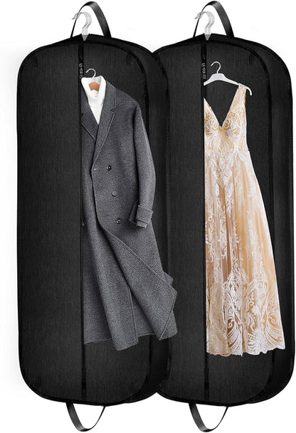60 Inch 2 Packs Heavy Duty Tear Resistance Wedding Dress Bag for Wedding Travel, Waterproof Dress Cover for Closet Wardrobe. Garment Bag for Gowns, Tuxedos, Dress, Long Coats. Darkgrey