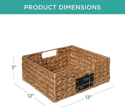 Best Choice Products Set of 4 13x12in Water Hyacinth Pantry Baskets, Woven Organizers w/Chalkboard Label, Chalk Marker - Chestnut