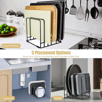 Mythco Kitchen Cabinet Cutting Board Organizer, Cookie Sheet Storage Rack,Cabinet Dividers Holder with 5 Slots for Baking Pan Tray Organizer (1 PC)