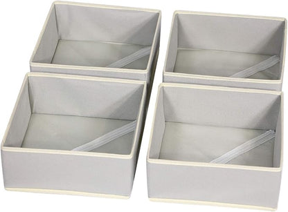 DIOMMELL Foldable Cloth Storage Box Closet Dresser Drawer Organizer Fabric Baskets Bins Containers Divider for Clothes Underwear Bras Socks Clothing,Set of 4 Grey 400