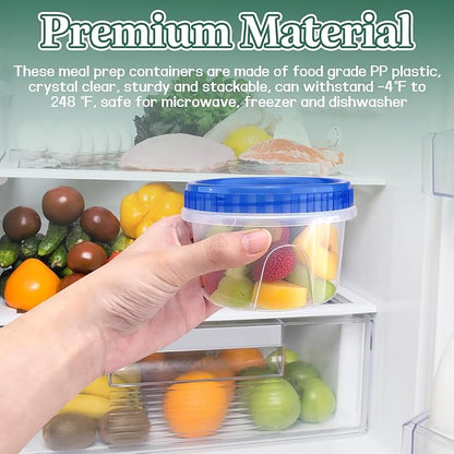 ISUSSER 12 Pack Freezer Containers with Screw On Lids, 12 Oz Stackable Reusable Plastic Storage Container, Airtight Plastic Food Storage Containers with Twist Top Lids for Food Soup Jello Sauce
