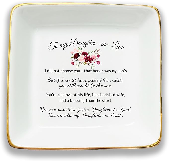 HatafaFurni To My Daughter Ring Dish Gift, Ring Dish For Bride From Mother in law, Women Jewelry Dish, Daughter Birthday Gift, Daughter In Law Gifts, Son Trinket Tray for Men (Custom Daughter in law)