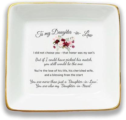 HatafaFurni To My Daughter Ring Dish Gift, Ring Dish For Bride From Mother in law, Women Jewelry Dish, Daughter Birthday Gift, Daughter In Law Gifts, Son Trinket Tray for Men (Custom Daughter in law)