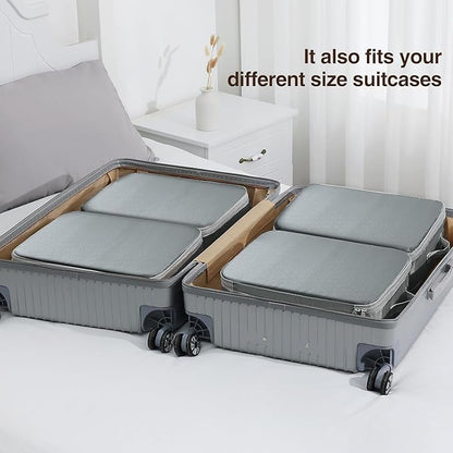 DIMJ Clothes Storage Bag 6 Pack, 19L Compression Storage Bags for Blanket, Sweater, Jacket, Closet, Sheet Storage Organizer with Window Handle, Space Saver Storage Bags with Zipper, Gray