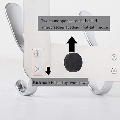 WEBI Over The Door Hook 5 Coat Hooks,Over The Door Towel Rack,Door Hanger Over Door Coat Rack for Hanging Towels,Clothes,Bathroom,Chrome,2 Packs