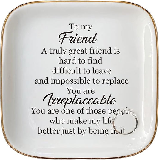 Scwhousi Ring Dish Jewelry Tray for Friend Mom Sister Maid of Honor,Birthday Mother's Day Christmas Gifts