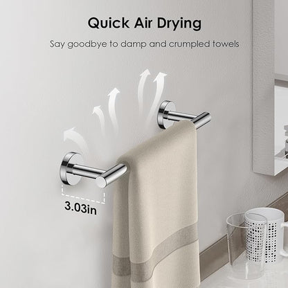 FORIOUS Towel Bar Wall Mounted, Stainless Steel Towel Racks for Bathroom, Includes Wall Mounting Hardware (Chrome, 14 Inch)