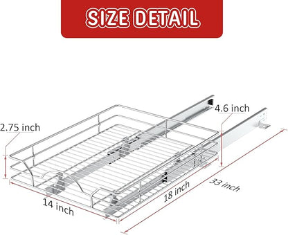 LOVMOR Pull Out Cabinet Organizer and Storage 14" W x 18" D, Slide Out Shelves for Kitchen Cabinets