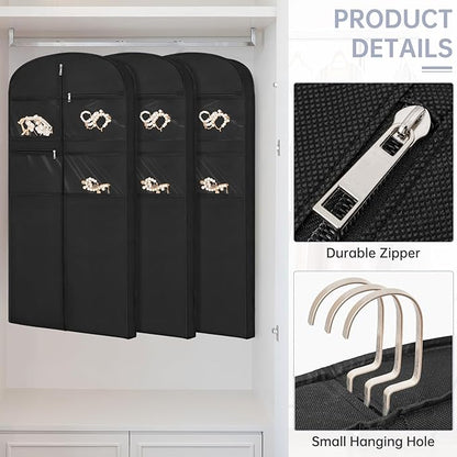 50" Garment Bag for Travel for Hanging Clothes Storage Hanging Suit Cover with Zipper and Accessory Storage for Coats, Dresses, Suits