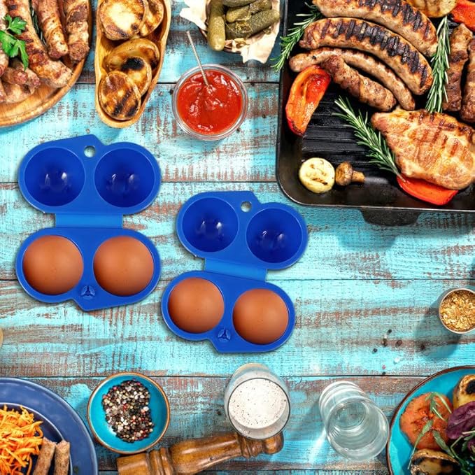 4 Grids Egg Holders, Egg Cartons For Refrigerator, Egg Storage Container, Shockproof Durable Refrigerator Egg Trays, Deviled Egg Tray Carrier with Lid, Egg Organizer Box for Fridge or Camping