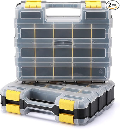 Mayouko Double Side Tools Organizer, Customizable Removable Plastic Dividers, Hardware Box Storage, Excellent for Screws,Nuts,Small Parts, 34-Compartment,2 PCS Set