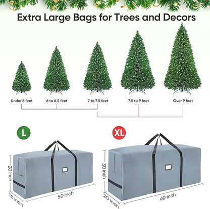 BALEINE 9 ft Christmas Tree Storage Bag, Heavy Duty 900D Oxford Fabric with Reinforced Handles and Dual Zippers Wide Opening, Extra Large Storage Container for Trees (Grey)