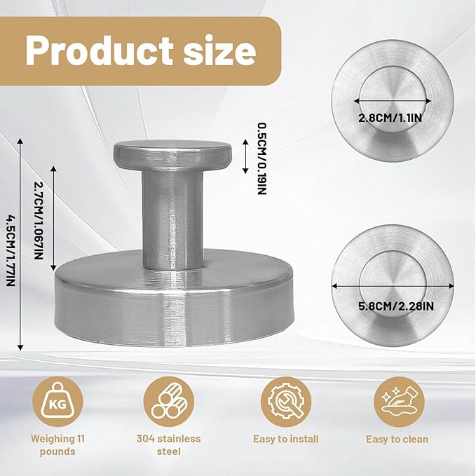 Zloeoa 4Pcs Suction Cup Hooks, Wreath Hangers for Front Door, Strong Hold No Drill Hangers for Bathroom, Kitchen, Glass, Tile, Perfect for Wreaths (Silver)