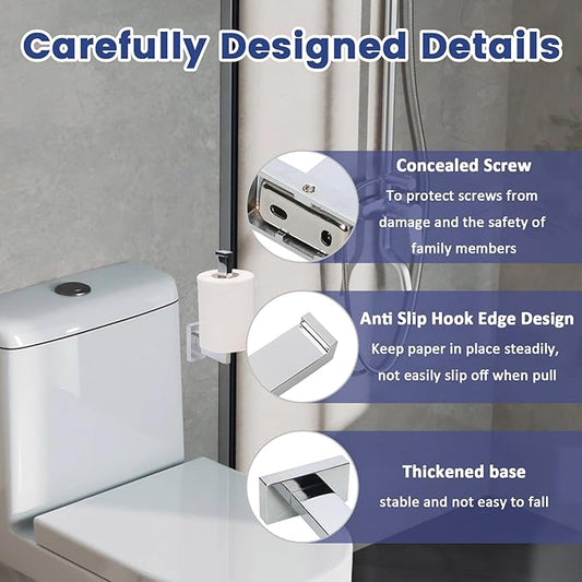 Toilet Paper Holder, Polished Chrome Toilet Paper Roll Holder Wall Mounted, Rustproof Copper Toilet Paper Rack for Bathroom, Kitchen, Washroom