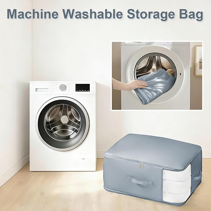 135L Jumbo Self-Compressing Storage Bags for Comforters and Blankets, Space-Saving Closet Organizers and Storage, Durable Bedding Storage Bags, 2 Pack