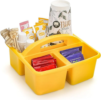 TOPZEA 6 Pack Plastic Classroom Caddy Organizer with Handle, 3 Compartments Teacher School Supply Table Storage Caddy Craft Desk Caddies Art Supplies Organizer Bins for Classroom & Office Organization