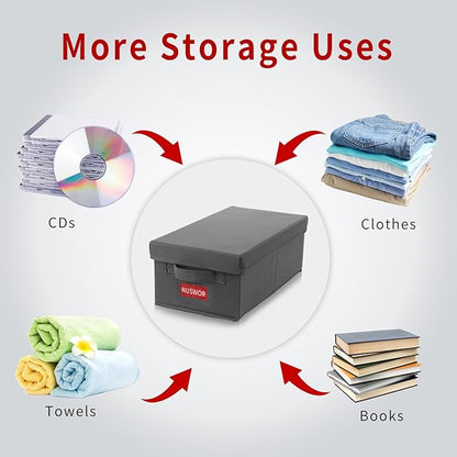 DVD Storage Box - Perfect DVD Case Storage Solution, Stackable DVD Organizer with Lid, 2Pack DVD Holder 15.75 x 8.1 x 6.1 inches - Holds 50 DVDs - Grey, USNWDVD2S2