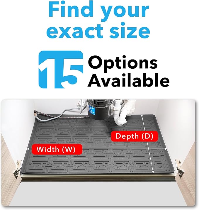XTREME MATS Waterproof Undersink Mat (Beige 34" 1/4 x 22 1/4) Cabinet Base Liner for Kitchen & Laundry Cabinets Catches Leaks Prevents Damage Flexible Sink Driptray