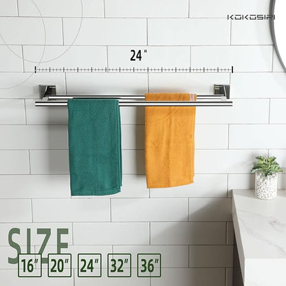 KOKOSIRI Bath Towel Bars Bathroom Double Towel Holder Rack for Toilet Kitchen 24 Inch Necklace Holder Chrome Stainless Steel B5005CH-L24