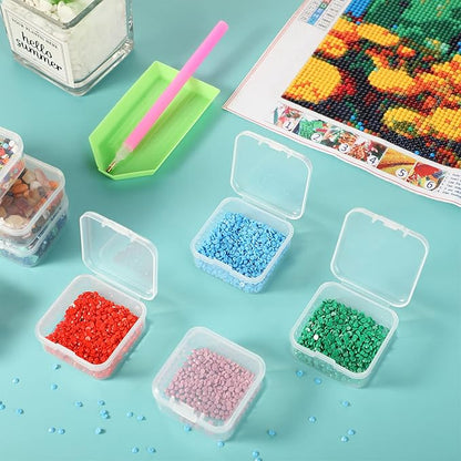 SATINIOR 24 Packs Small Clear Plastic Beads Storage Containers Box with Hinged Lid for Storage of Small Items, Crafts, Jewelry, Hardware(1.7 x 1.7 x 0.8 Inches)