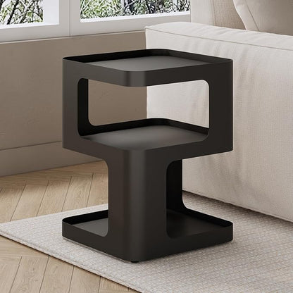 ZEYEXE Modern Side Table, Metal Bedside Table Living Room, 3 Tier end Tables with Storage,Nightstand for Small Spaces, Living Room, Bedroom, Sturdy, No Assembly Required