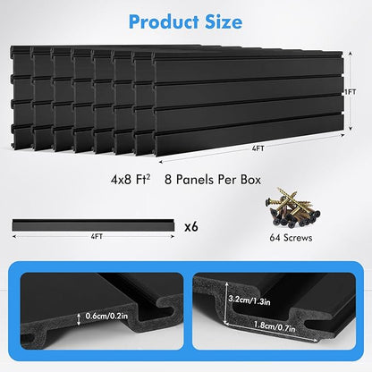 [8x4 Ft²] PVC Slat Wall Paneling, Adjustable Slatwall Panels with Coupling Structure, Slatted Wall Panel System with Customizable Storage Options, DIY Cutting & Easy-to-Install Slatwall Board Shelves
