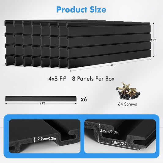 [8x4 Ft²] PVC Slat Wall Paneling, Adjustable Slatwall Panels with Coupling Structure, Slatted Wall Panel System with Customizable Storage Options, DIY Cutting & Easy-to-Install Slatwall Board Shelves