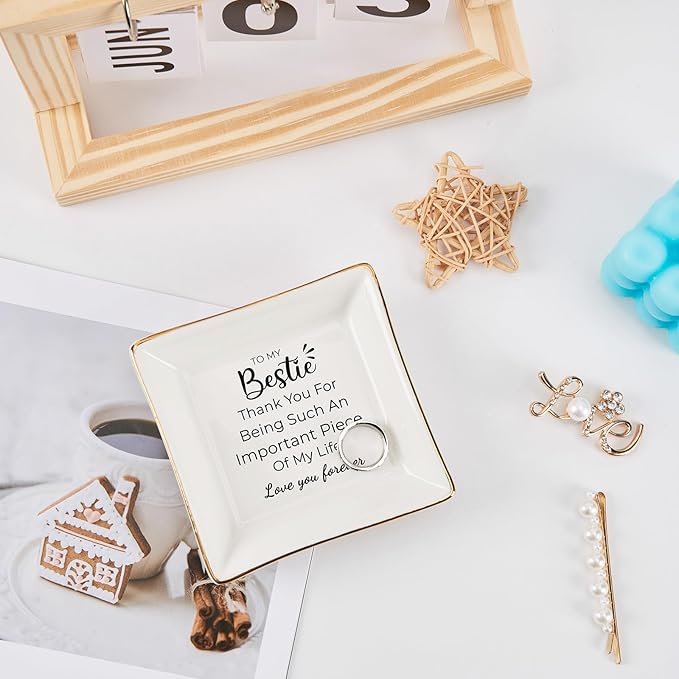 COZITED Birthday Gifts for Women Best Friend - to My Bestie Jewelry Dish Trinket Tray, Unique Friendship Gifts for Women Female Friend Christmas Valentines Mother's Day