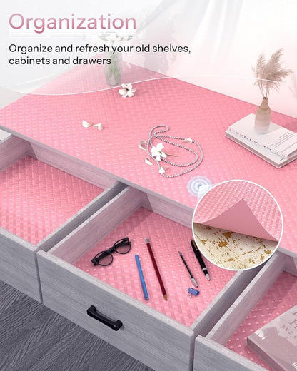 Shelf and Drawer Liner for Kitchen Cabinet, Non-Adhesive 18in x 240in Waterproof Contact Paper Refrigerator Liners Thickened Durable EVA Material Non Slip Mat for Dresser Cupboard Pantry Protector