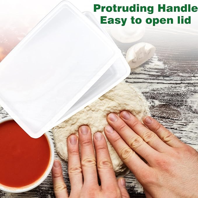 Pizza Dough Proofing Box - Set of 4 Stackable Dough Proofing Container with Lid for Family Size Dough