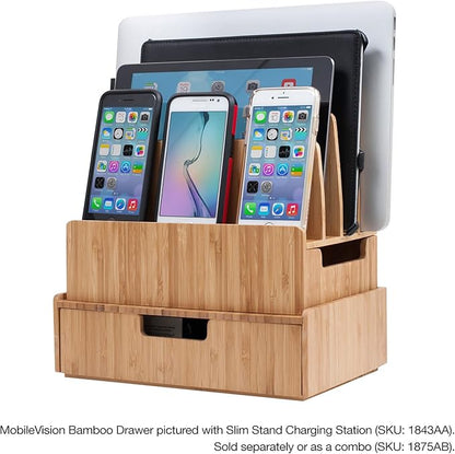 Mobilevision Bamboo Drawer, Stackable Storage Solution for office products pens, pencils, scissors, notepads, business cards and more