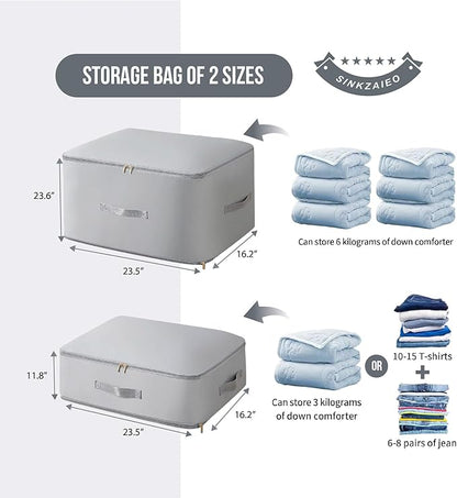 SINKZAICO Ultra Space Saving Self Compression Organizer,Packing Cubes,Waterproof And Moisture-Proof,High Capacity,For Blankets Clothes Duvet Comforter（Gray 21.2 * 16.2 * 11.8 In）