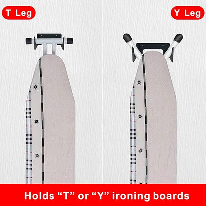 Ironing Board Holder Wall Mount, Ironing Board Hanger Y T Leg Concealed Iron Board Hook for Iaundry Rooms, Utility Rooms, Closets, Black