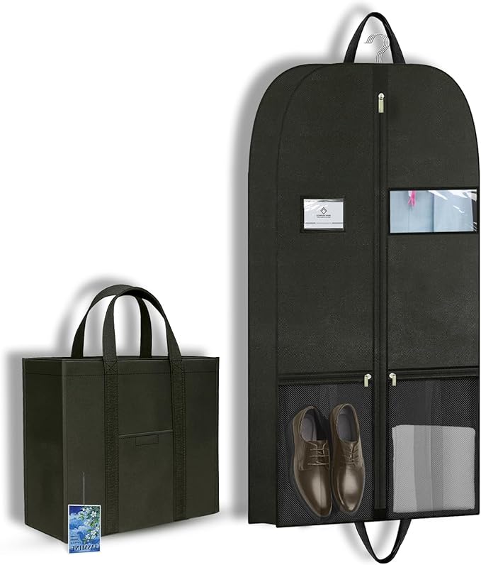Heavy Duty Clothing Storage Garment Bags, Large Hanging Suit Bags for Travel, Zippered Breathable Garment Bags for Long Dresses and Suits, Travel Garment Bag for Hanging Clothes