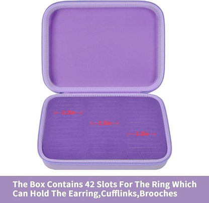 GWCASE Ring Organizer Storage Case - Jewelry Ring Display Collector Box with 42 Slots. Rings Tray Holder Showcase Fits for 50+ Rings, Earrings, Brooches and Cufflinks (Box Only)-Purple