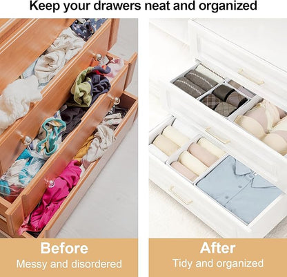 16 Pack Drawer Organizer Clothes, Foldable Fabric Dresser Organizer Closet Organizers and Storage Box for Underwear,Folded Clothes,Baby Clothing,Socks,Bra,Towels,Ties(White)