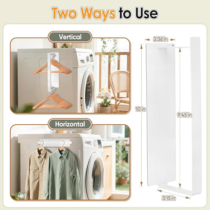 Magnetic Hanger Organizer, Strong Magnetic Hanger Holder for Washing Machine Laundry Room Organization Space Saving Hangers Storage Rack Stacker, White