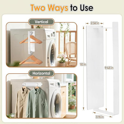 Magnetic Hanger Organizer, Strong Magnetic Hanger Holder for Washing Machine Laundry Room Organization Space Saving Hangers Storage Rack Stacker, White