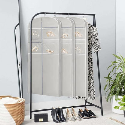 65" Garment Bag for Travel for Hanging Clothes Storage Hanging Suit Cover with Zipper and Accessory Storage for Coats, Dresses, Suits