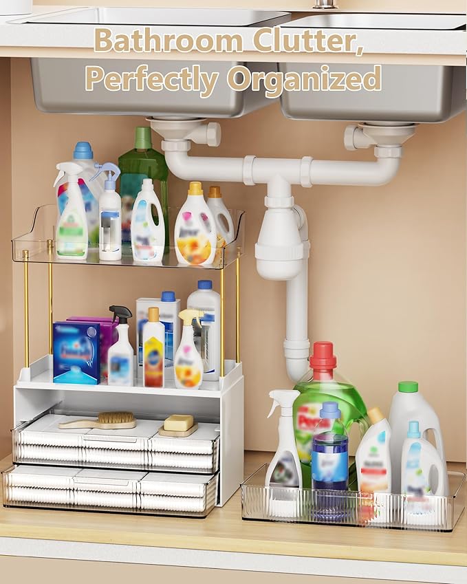 Anylady Bathroom Organizers and Storage, Makeup Organizer (Sturdy Durable Attractive), Ideal for Vanity, Countertop, Counter, Perfume, Skincare, Cabinet, Cosmetic, Dresser Organizer (White)