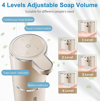 Gotofine Automatic Liquid Soap Dispenser,4-Level Adjustable, Wall Mount,USB Rechargeable,12.8oz/ 380ml,Touchless Hand & Dish Soap Dispenser for Bathroom, Kitchen,Hotel, Restaurant