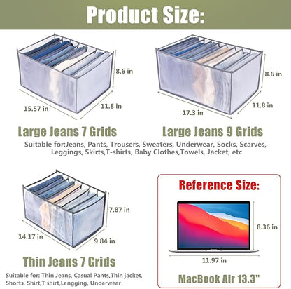 TIGARI Wardrobe Clothes Organizer, Drawer Organizer for Clothing, Closet Organizers and Storage, Drawer Dividers for Clothes, Mesh Separation Box for Thin Jeans, Trousers, T-shirts, Skirts