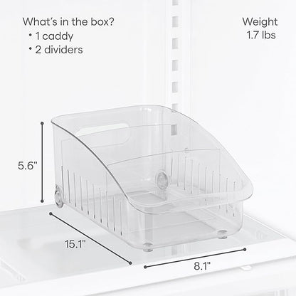 YouCopia RollOut® Fridge Drawer 8", Fridge Organizer and Storage, Clear BPA-Free Refrigerator Bin with Adjustable Dividers