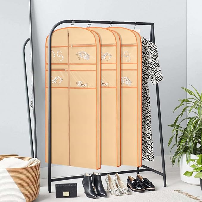 72" Garment Bag for Travel for Hanging Clothes Storage Hanging Suit Cover with Zipper and Accessory Storage for Coats, Dresses, Suits