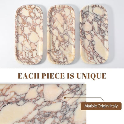 Koville Luxury Calacatta Viola Marble Tray, 10"x5" Marble Vanity Tray for Bathroom Countertop Kitchen Sink, Rectangular Stone Tray for Perfume Fragrance Jewelry, Decorative Catchall Tray Organizer