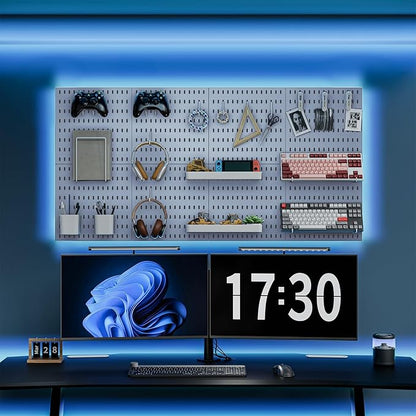 Pegboard Combination Kit, Wall Mounted Storage Set with 8 Pegboards & 28 Accessories Hanging, Peg Boards Organizer for Walls Display, Crafts Organization, Kitchen Organizer, 22" x 44" Blue