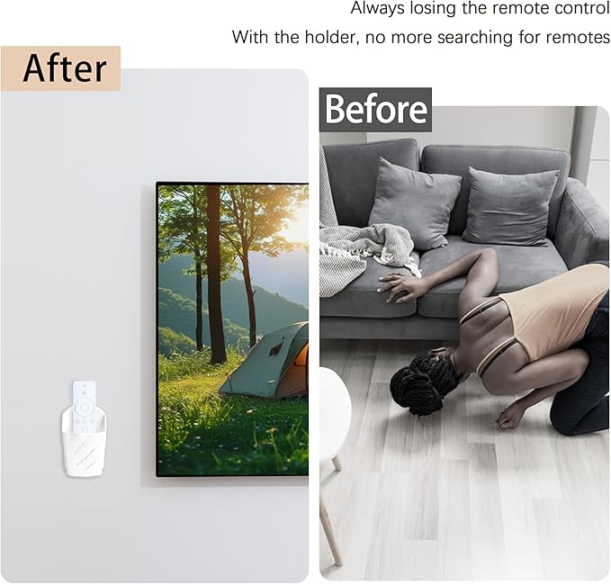Remote Control Wall Mount 2Pcs Stylish Remote Organizer ABS Plastic Storage Box for TV AC Fan Remotes, No-Drill Adhesive or Screw Installation for Bedroom Headboard Office (White)