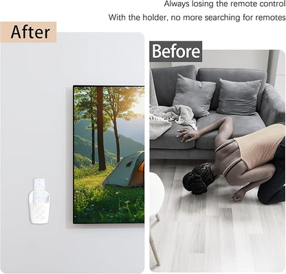 Remote Control Wall Mount 2Pcs Stylish Remote Organizer ABS Plastic Storage Box for TV AC Fan Remotes, No-Drill Adhesive or Screw Installation for Bedroom Headboard Office (White)